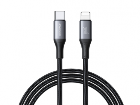 Laidas USB C - iPhone 12 / 13 / 14 8pin (Lightning) 1m 30W pintas juodas Joyroom S-A28